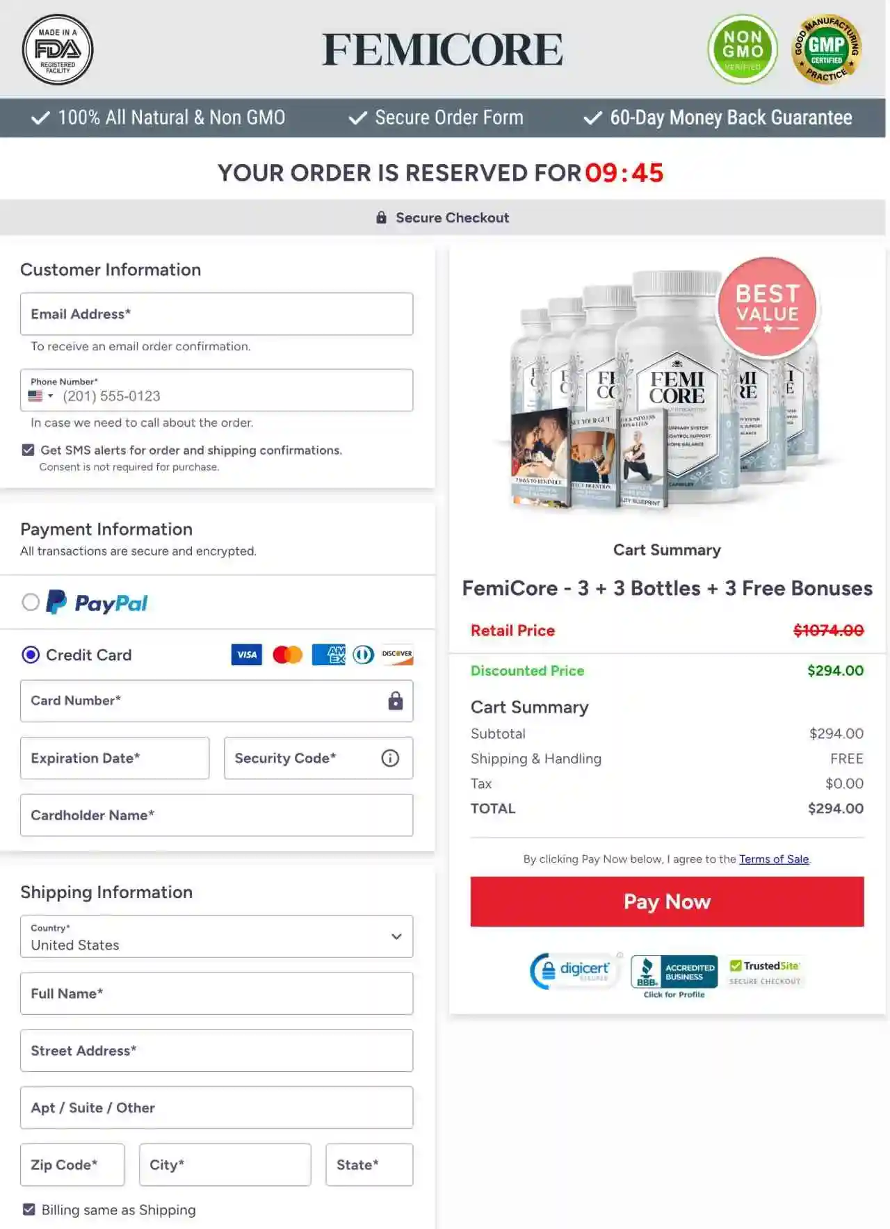 femicore prostavive-secure-checkout-page